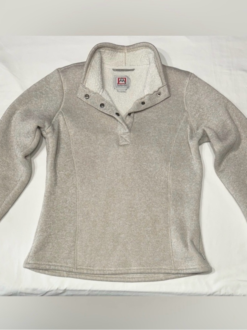 Avalanche Women's Cream Fleece Snap-Detail Pullover Turtleneck hike outdoor L